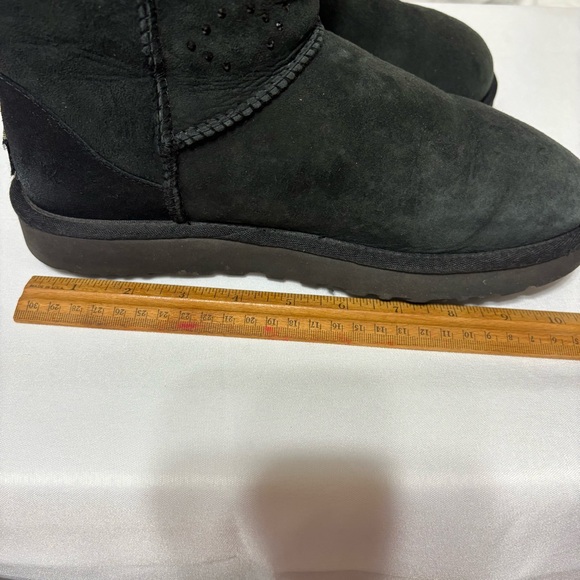 UGG Women's Classic Short Crystal Diamond boots in black suede - Picture 10 of 13